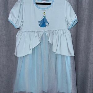 Girls' Light Blue Embroidery Princess Tulle Dress